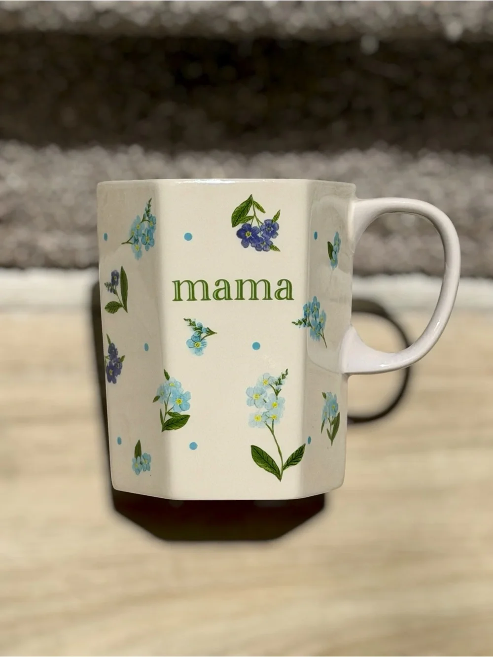 NEW Anthropologie Pia Mama Floral Stoneware Coffee Mug Forget Me Not Botanical